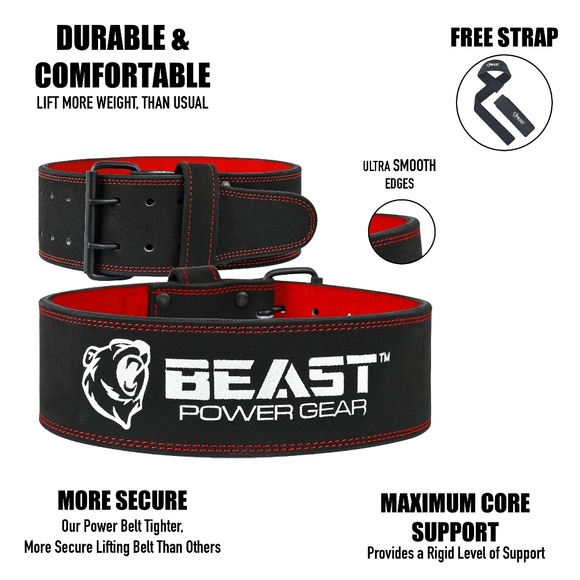 Power Lifting Belt 10MM for Women & Men - Squat and Deadlift Free Strap - Picture 2 of 4